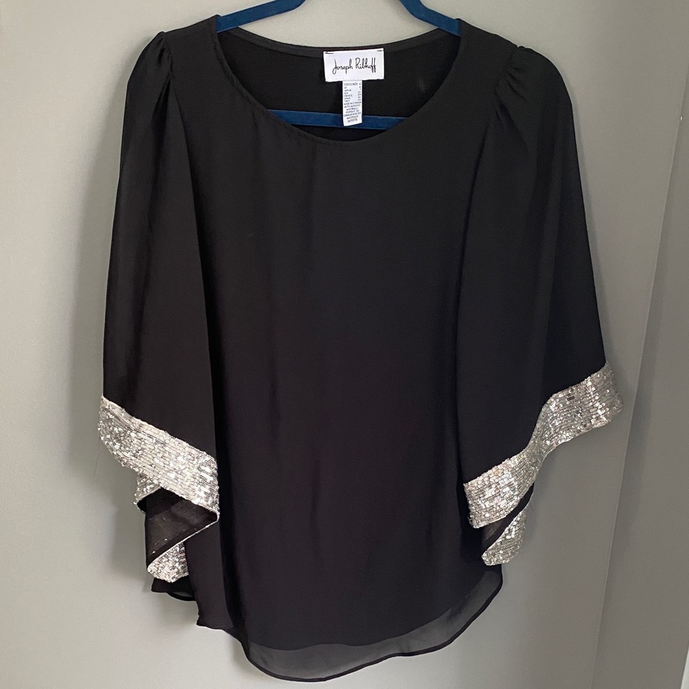 104. Joseph Ribkoff Black Top with Silver Accents